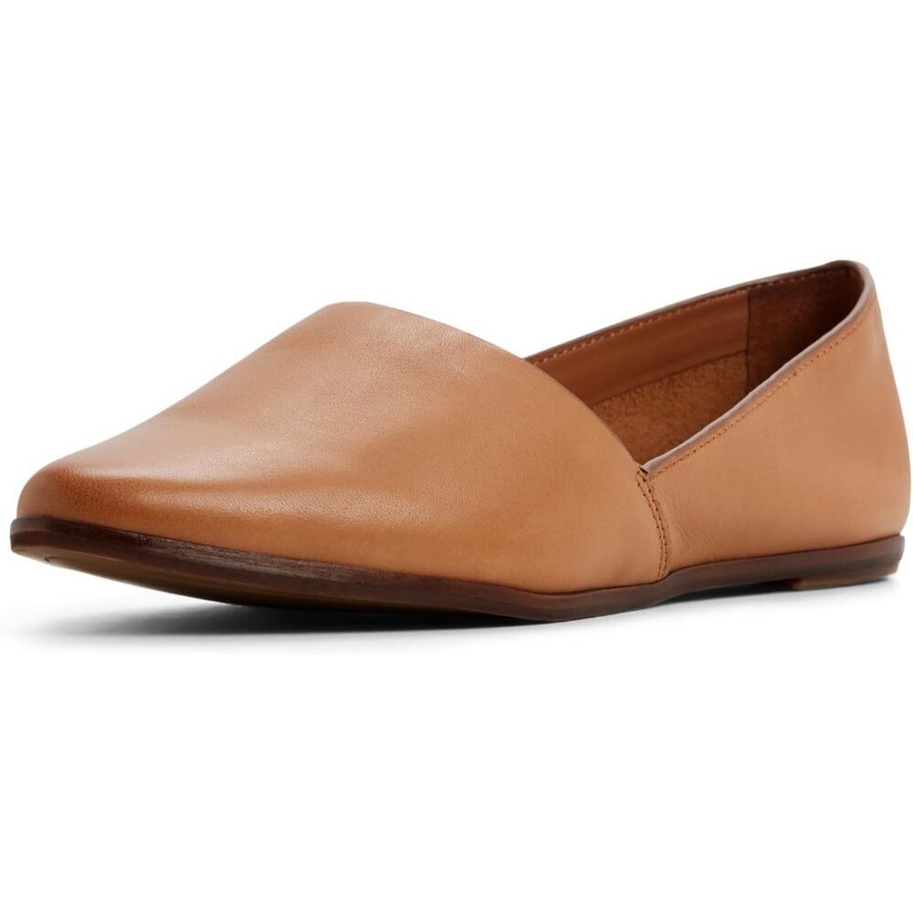 ALDO Womens Brown Leather Closed Rounded Toe Comfortable Blanchette Ballet Flat